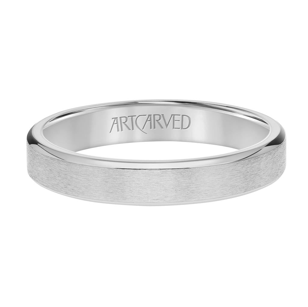 Flat Top Flat Edge Carved Wedding Band 4MM