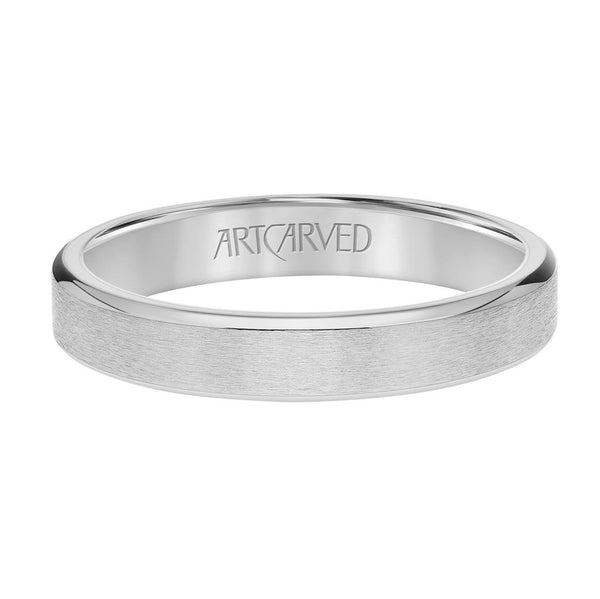 Flat Top Flat Edge Carved Wedding Band 4MM