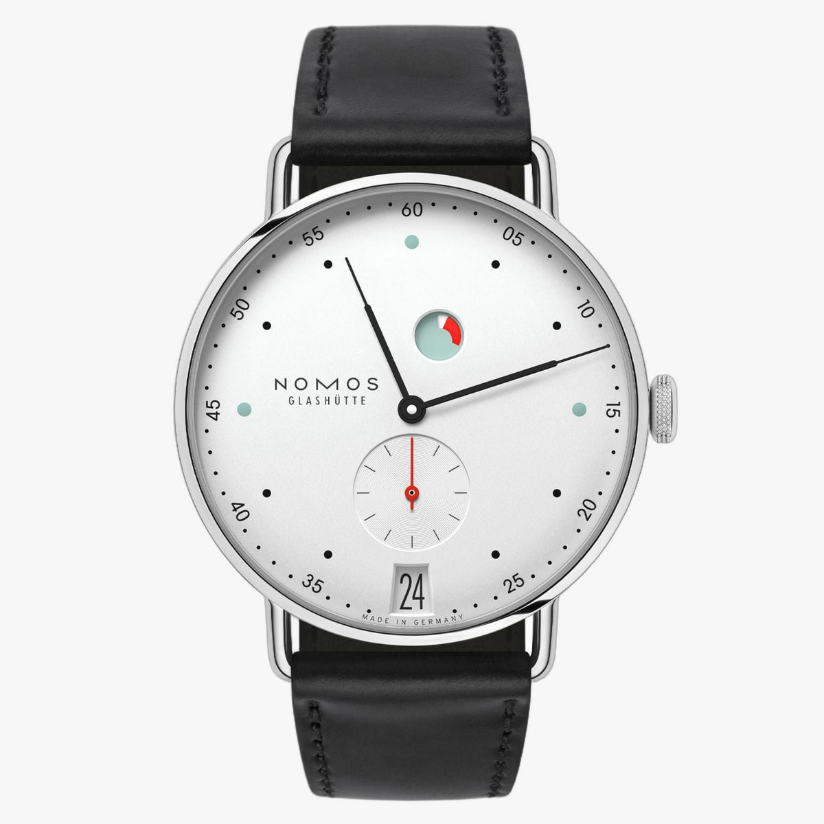 NOMOS Glashütte Metro Date Power Reserve White 37mm 1101 front view