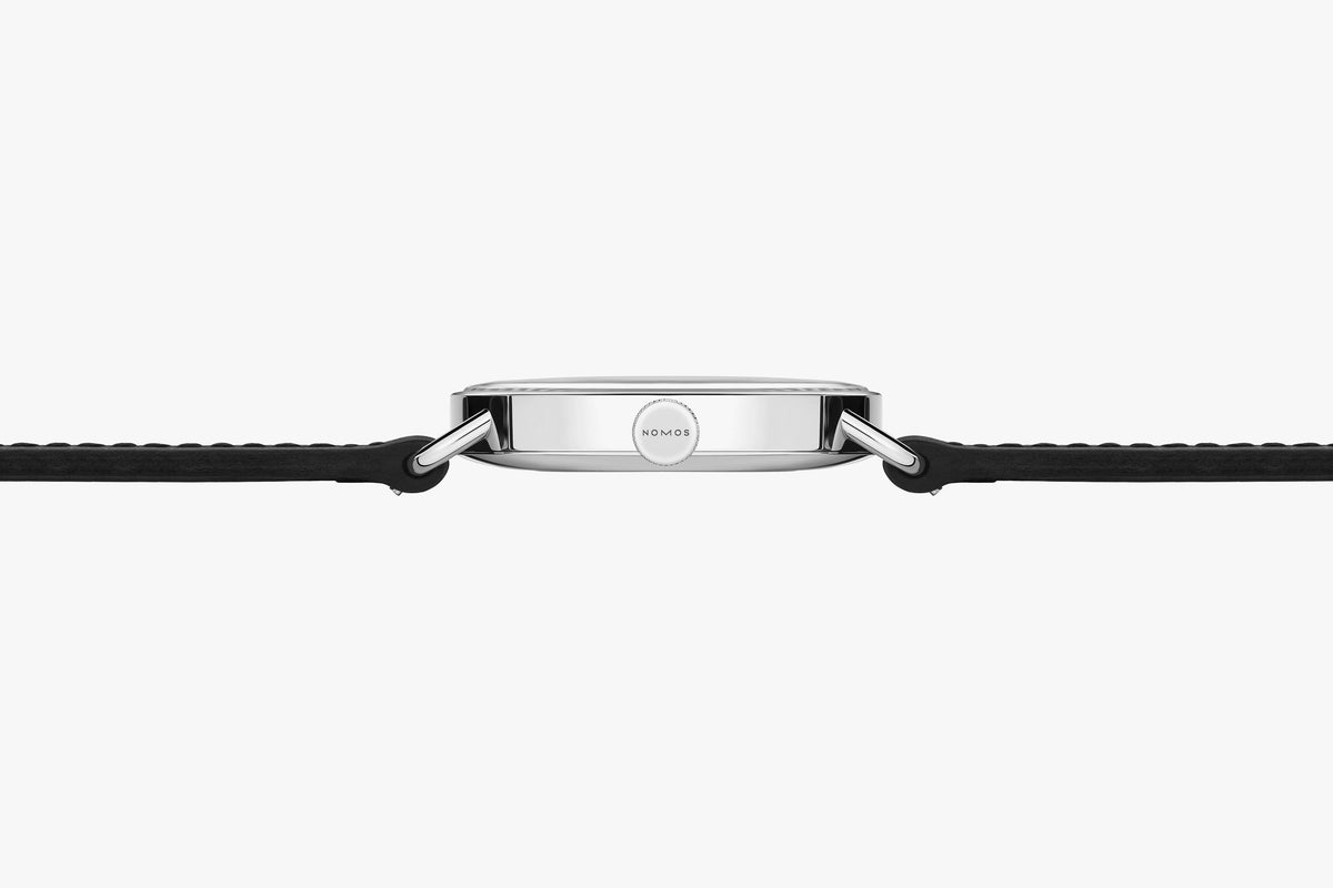 NOMOS Glashütte Metro Date Power Reserve White 37mm 1101 side/crown view