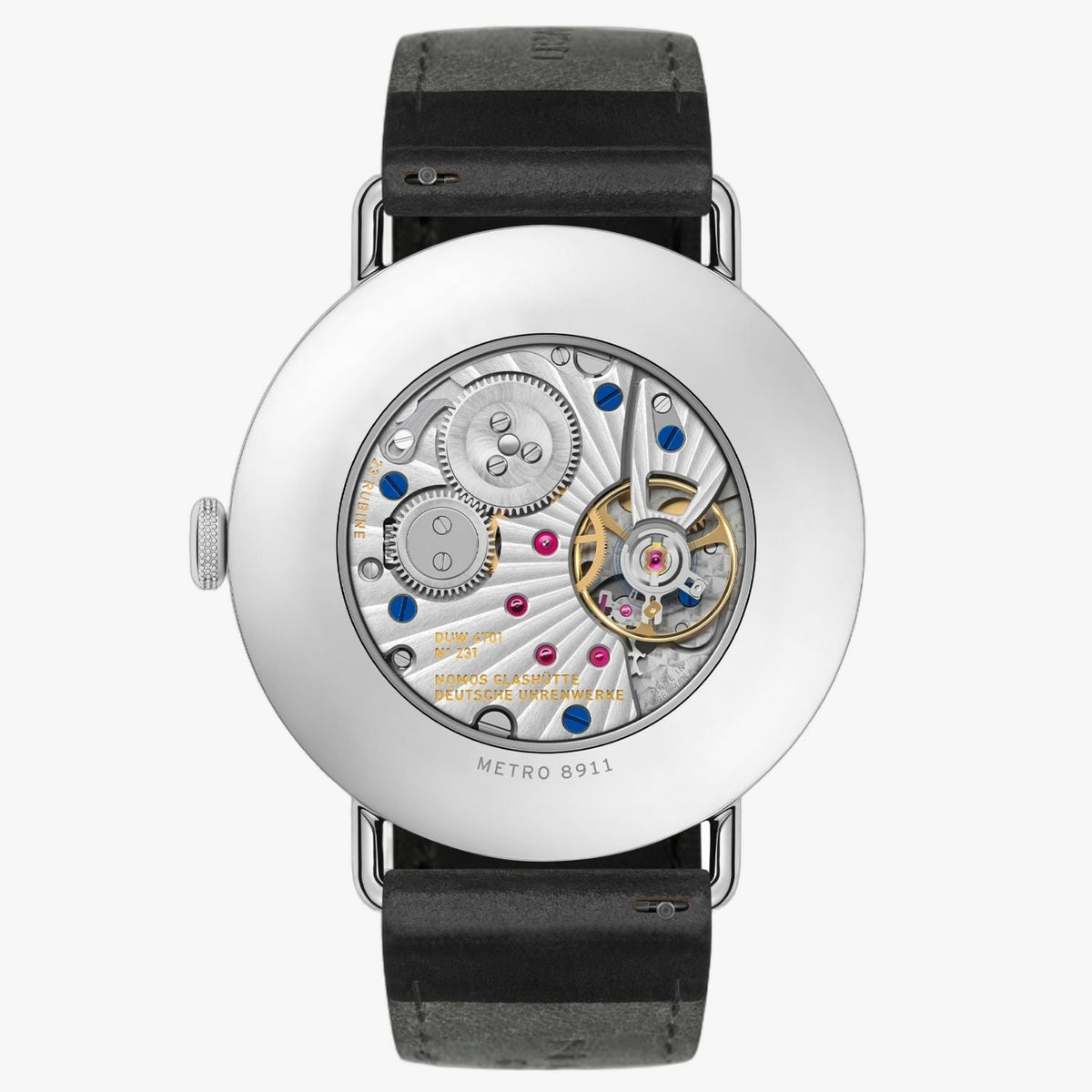NOMOS Glashütte Metro Date Power Reserve White 37mm 1101 caseback