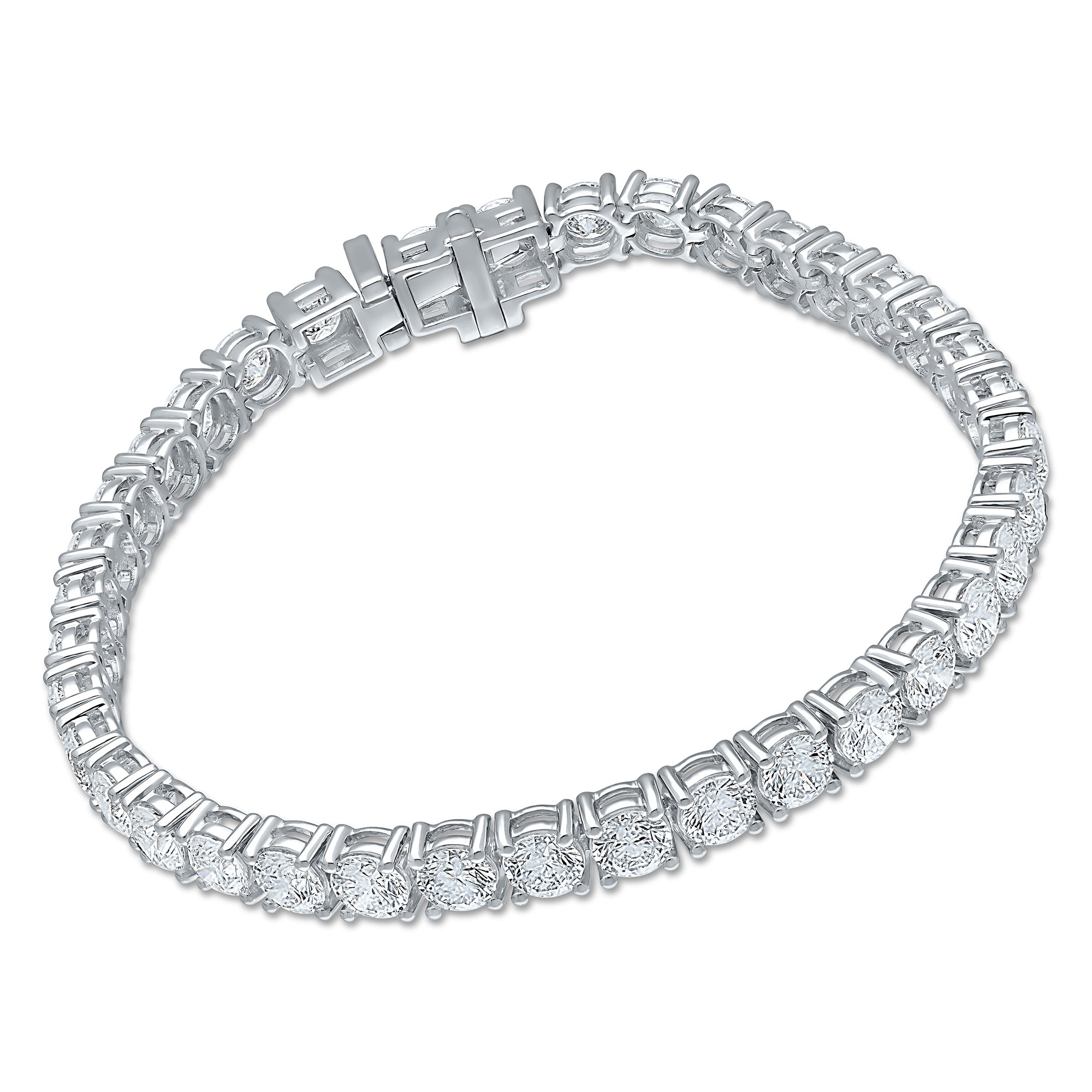 Certified Lab Grown Diamond Platinum 4 Prong Round Tennis Bracelet 12 ctw