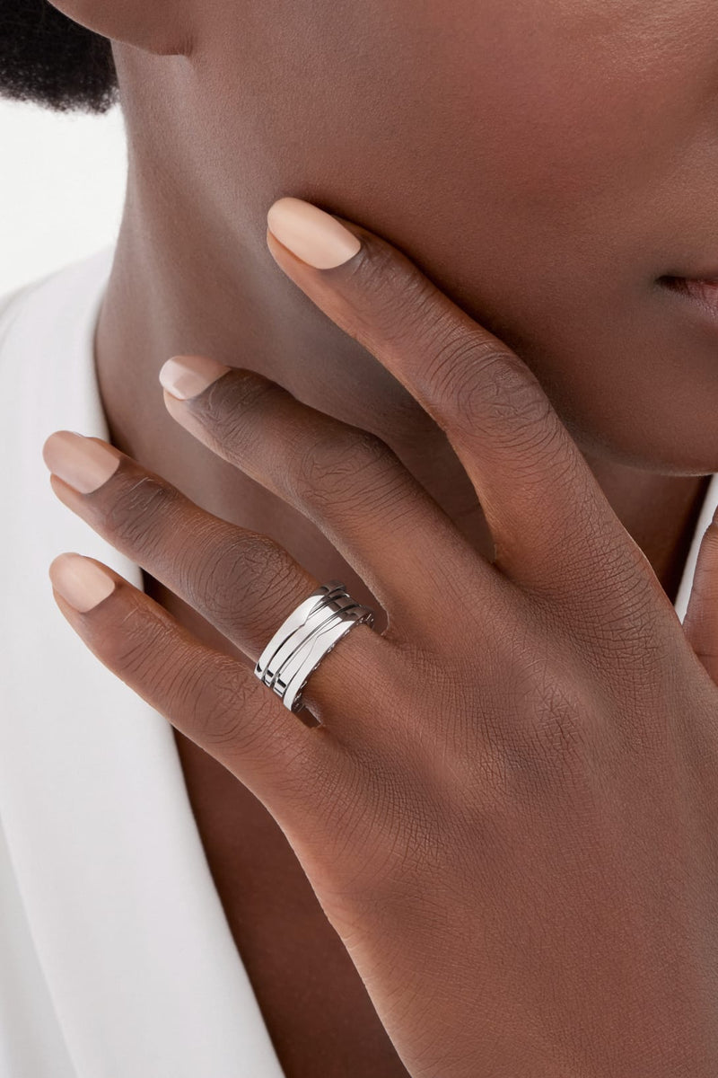 B.zero1 White Gold 3 Row Ring