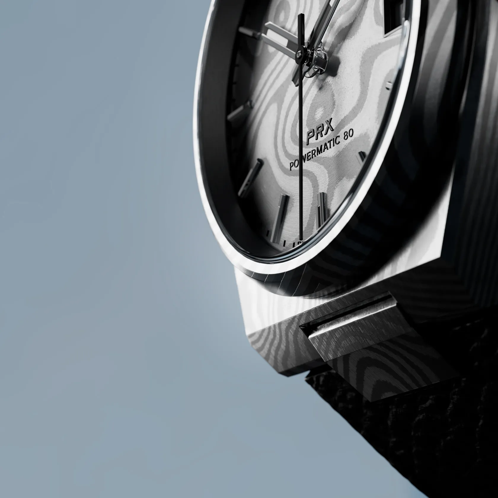 Tissot PRX Damascus Steel 38mm dial macro