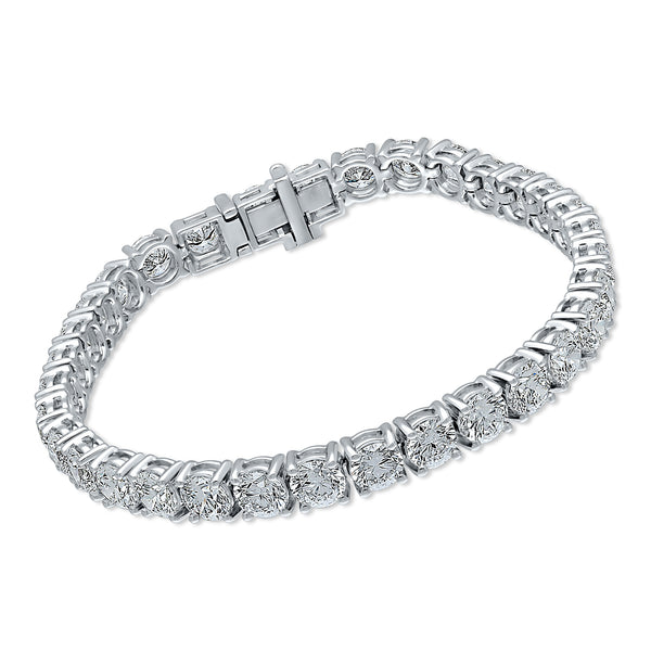 Certified Lab Grown Diamond Platinum 4 Prong Round Tennis Bracelet 15 ctw