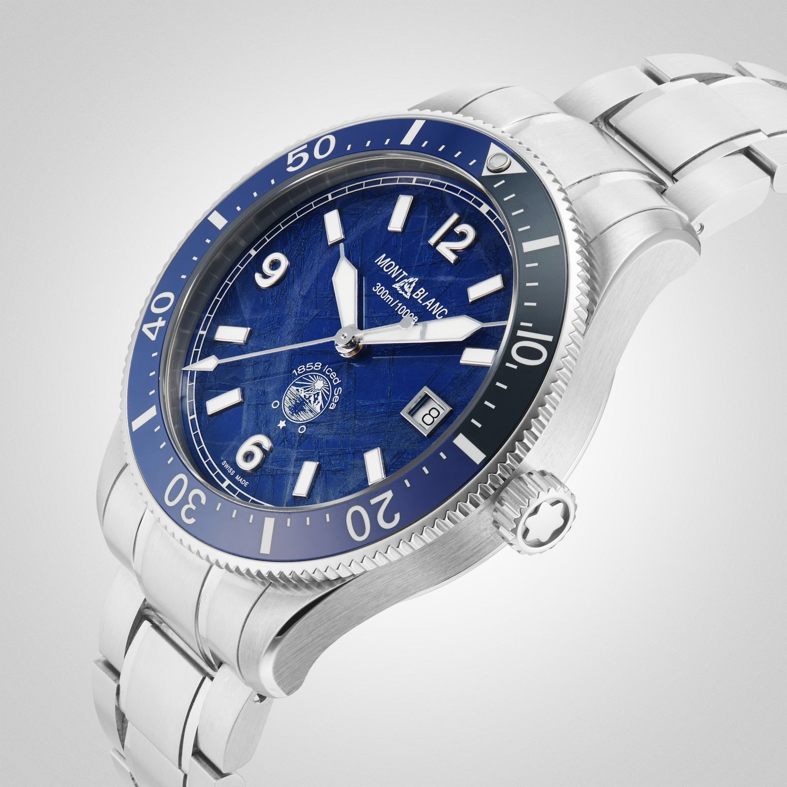 Montblanc 1858 Iced Sea Automatic Date Blue Watch 129369