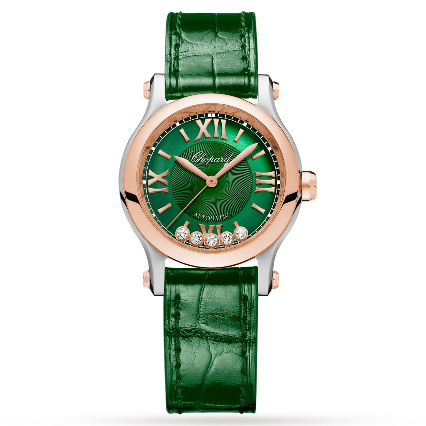 Happy Sport Automatic Steel and Gold 30mm Green Dial Watch
