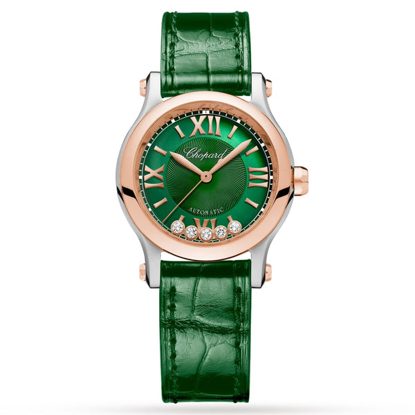 Happy Sport Automatic Steel and Gold 30mm Green Dial Watch