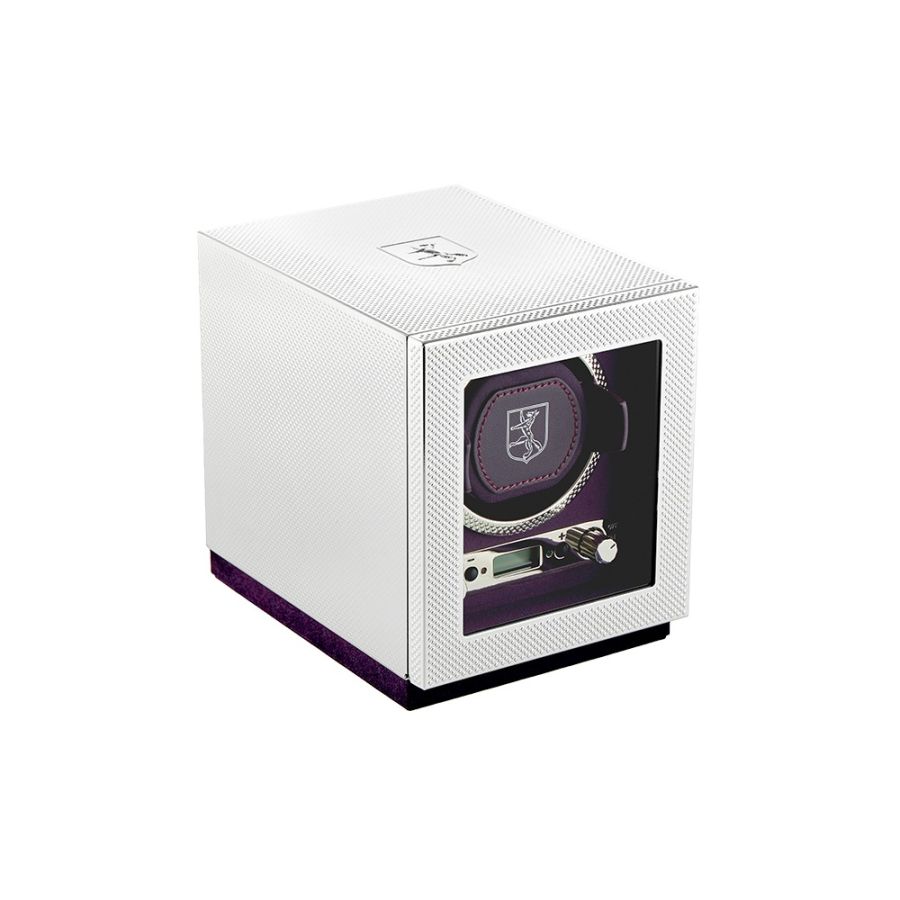 Side View Of Wolf Silver Single Watch Winder SIlver pattern.