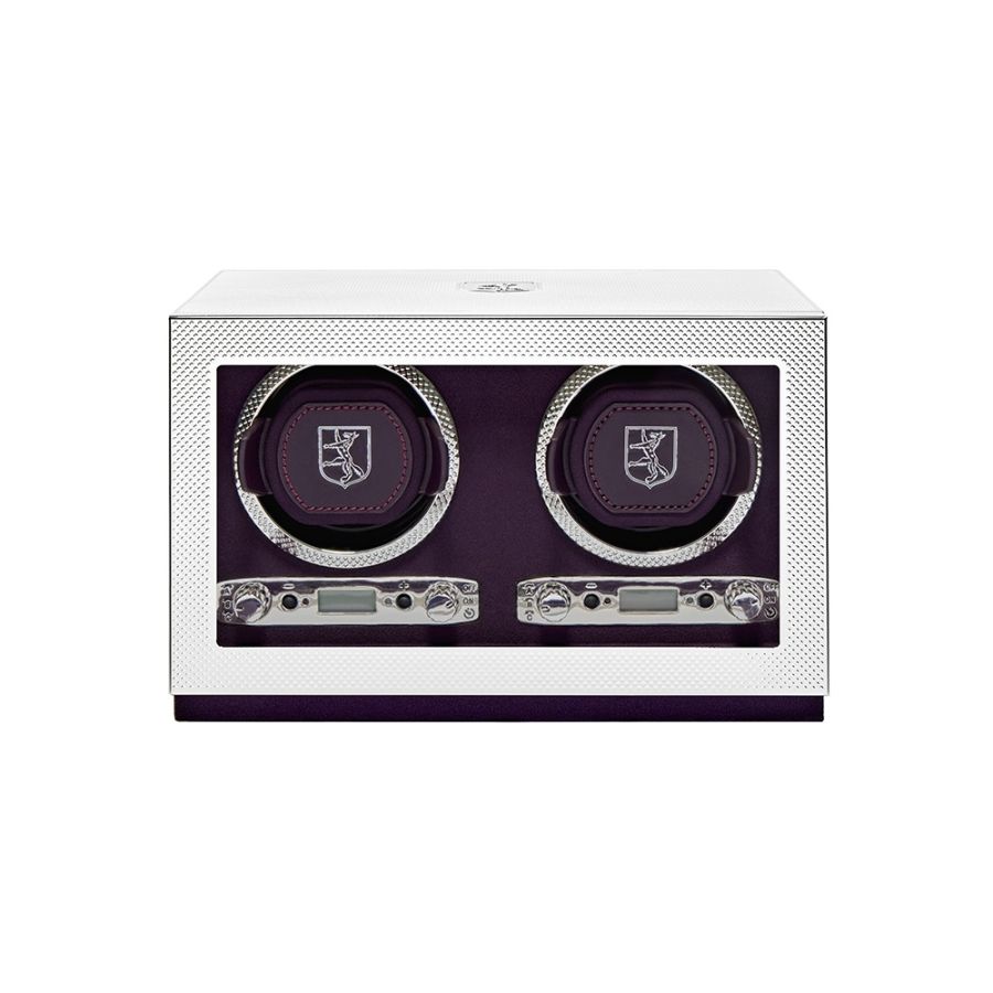 Front View of Wolf 1834 Silver Double Watch Winder 190004
