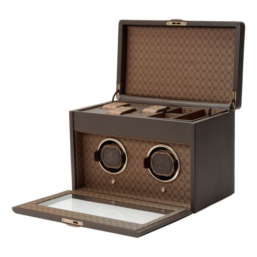 Open View of Wolf 1834 Earth Double Watch Winder 190406