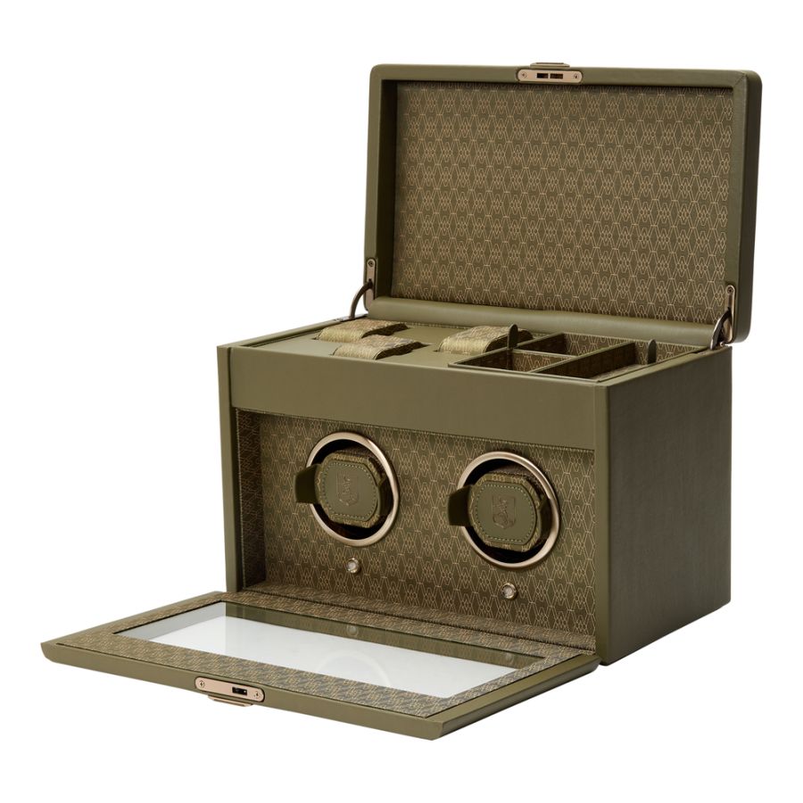 Open View of Wolf 1834 Earth Double Watch Winder 190441
