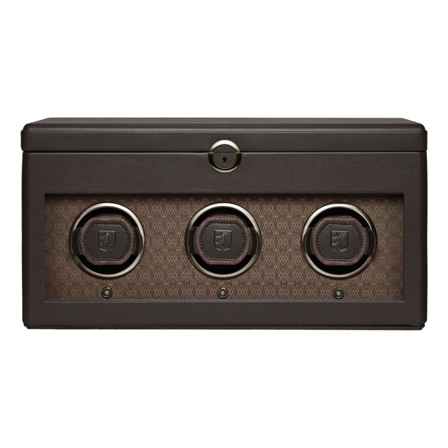 Front View of Wolf 1834 Earth Triple Watch Winder 190506