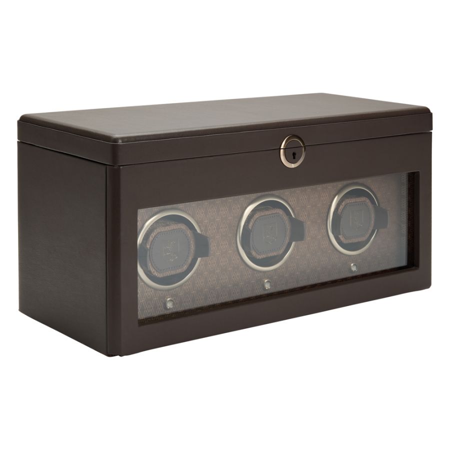 Side View of Wolf 1834 Earth Triple Watch Winder 190506
