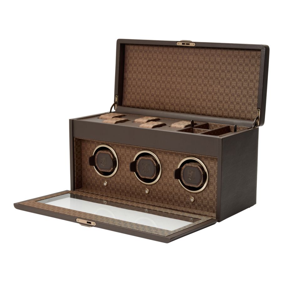 Open View of Wolf 1834 Earth Triple Watch Winder 190506