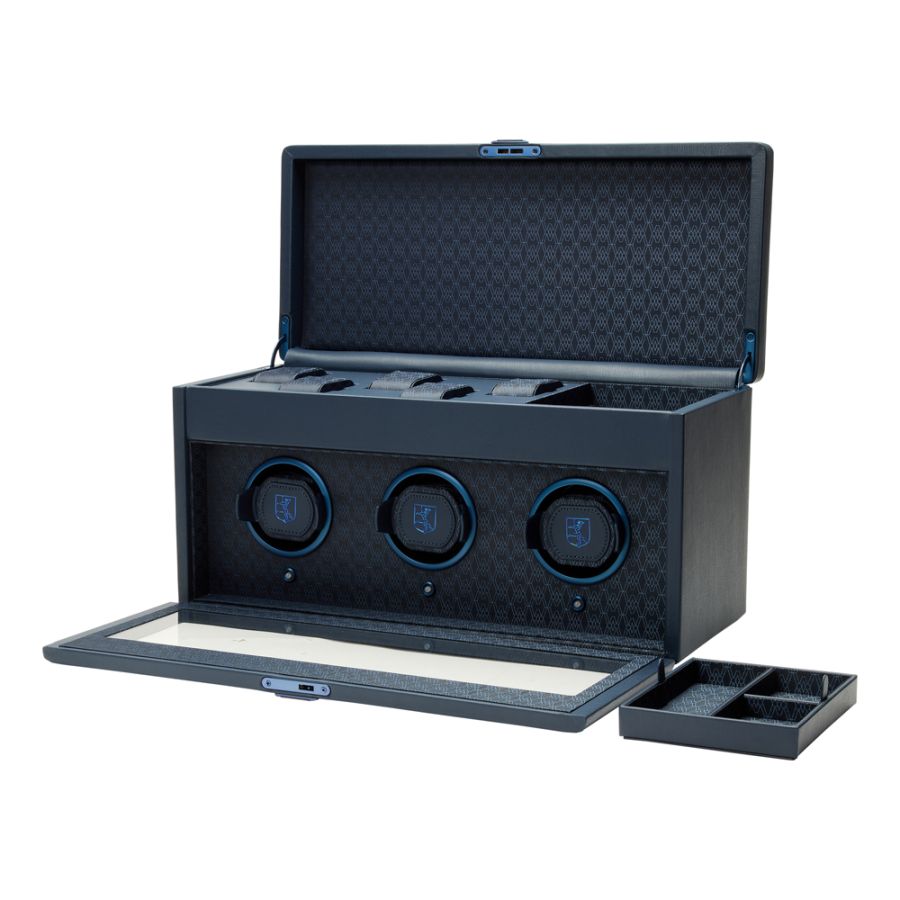 Side View of Wolf 1834 Earth Triple Watch Winder 190517