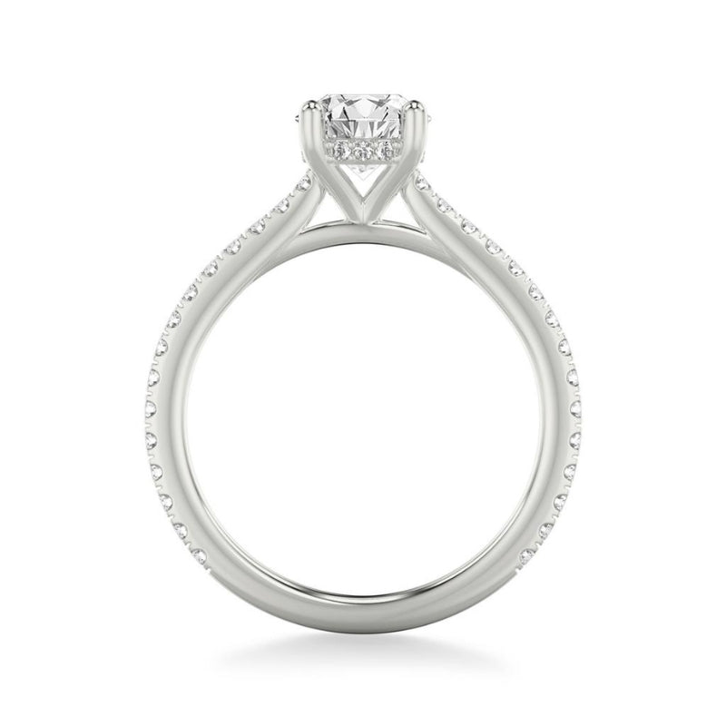 Side View Of Round Diamond Accented Bridge Band Setting.