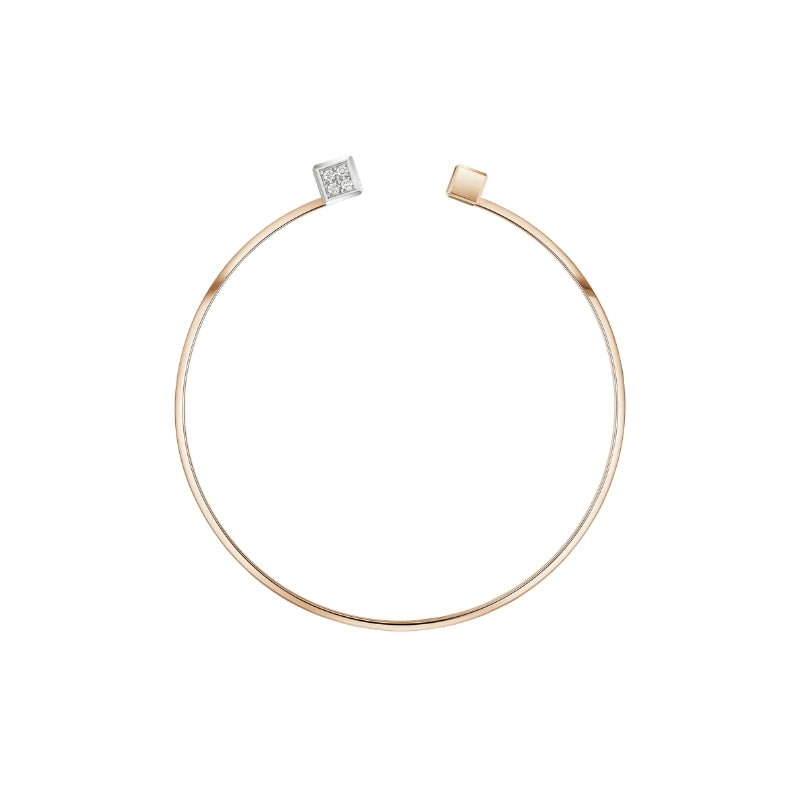 Full View Of Chopard Ice Cube Be Cube Choker, ethical rose and white gold, diamonds.