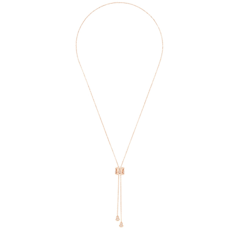 Full View Of Qeelin Wulu Eternity large sliding necklace.