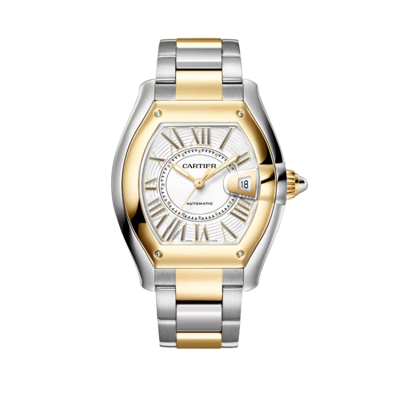 Front View Of Cartier Roadster Steel and Gold Watch.
