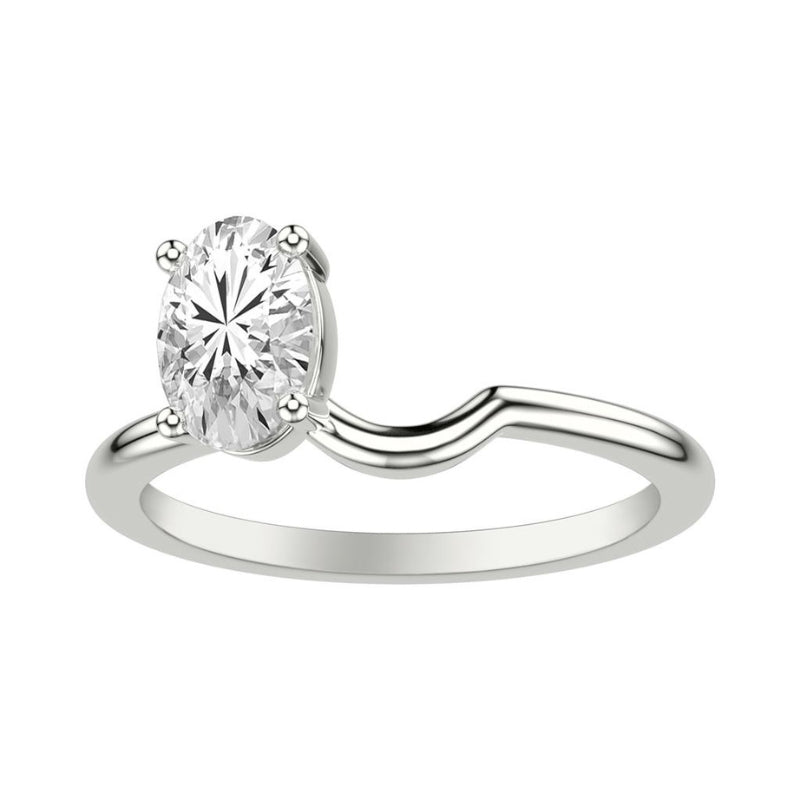 Front View Of Oval Lab Grown Diamond Toi Et Moi Ring Enhancer Ring.