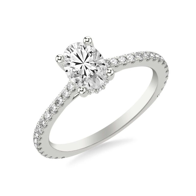 Tilted View Of Oval Diamond Accented Bridge Band Setting.