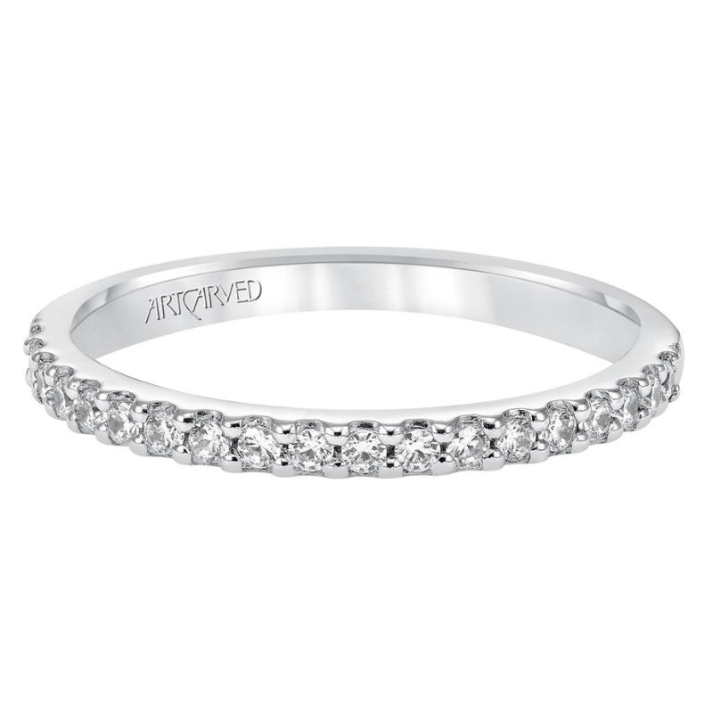 Front View Of Classic Halo Diamond Wedding Band