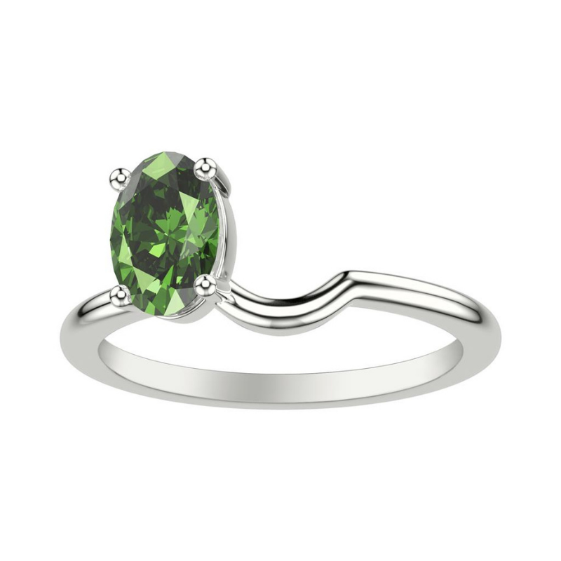 Front View Of Oval Lab Grown Emerald Toi Et Moi Ring Enhancer Ring.