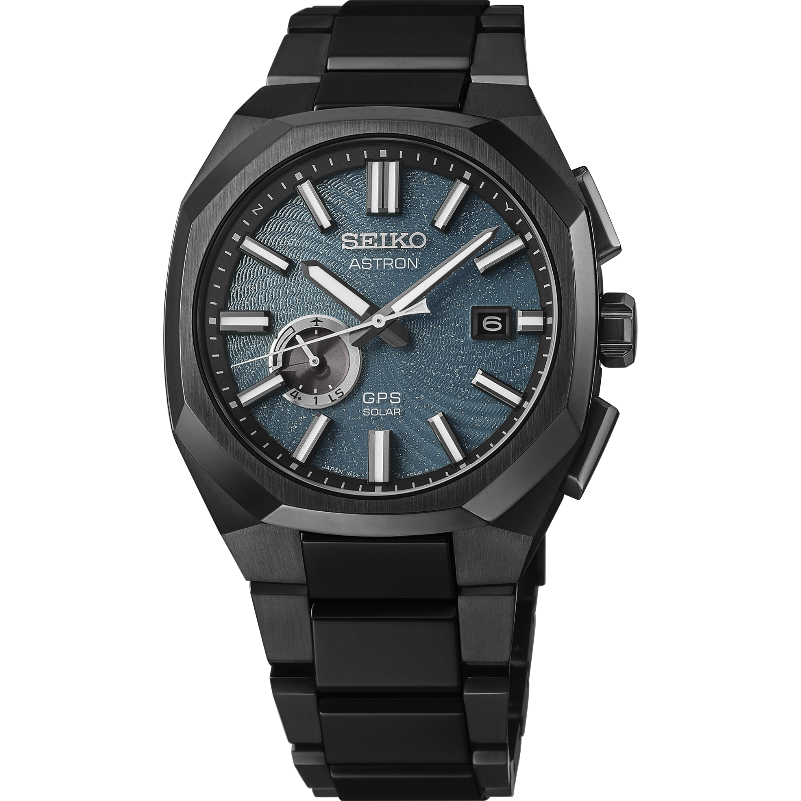front view of Seiko Astron Titanium GPS Solar Turquoise Dial Limited Edition SSJ039
