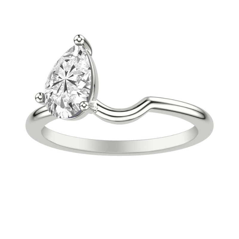 Front View Of Pear Lab Grown Diamond Toi Et Moi Ring Enhancer Ring.