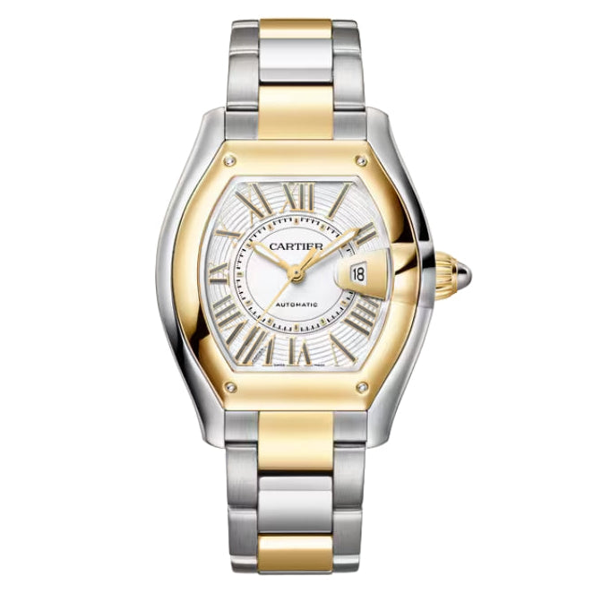 Front View Of Cartier Roadster Steel and Gold Watch.