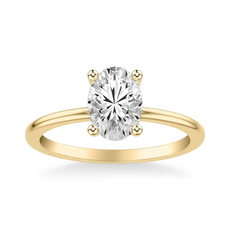 Front View Of Oval Classic Solitaire Engagement Ring.