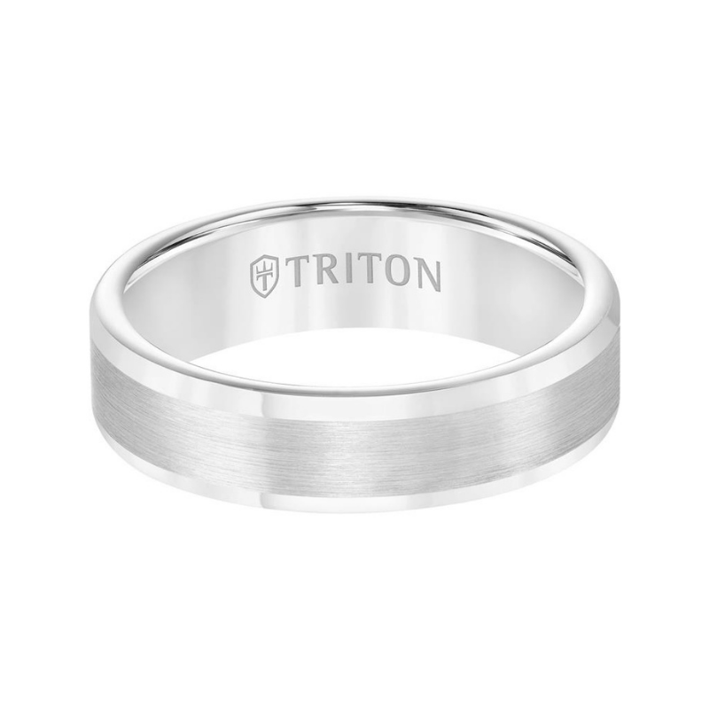 Front View Of Roll Edge Satin Finish Classic Wedding Band.