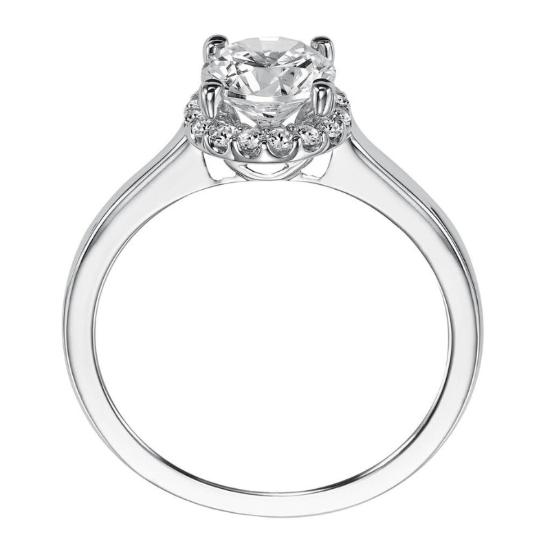 Side VIew Of Classic Halo Engagement Ring.