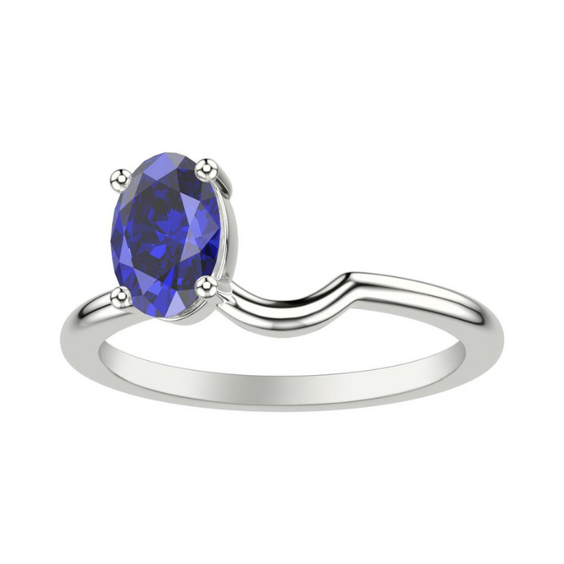 Front View Of Oval Lab Grown Sapphire Toi Et Moi Ring Enhancer Ring.