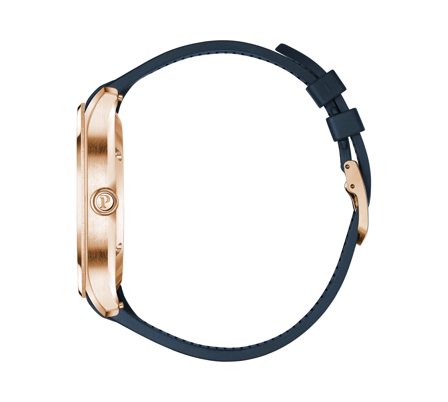 Side View Of Piaget Polo Signature Date Watch With Diamond Bezels.