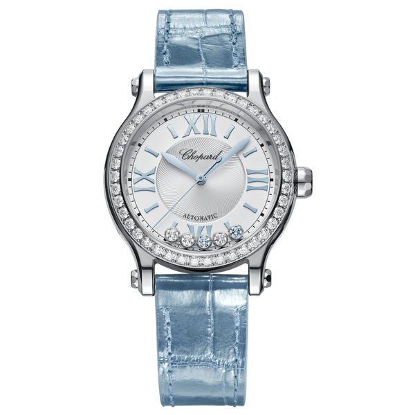 Chopard Happy Sport Diamond and Aquamarine Front View