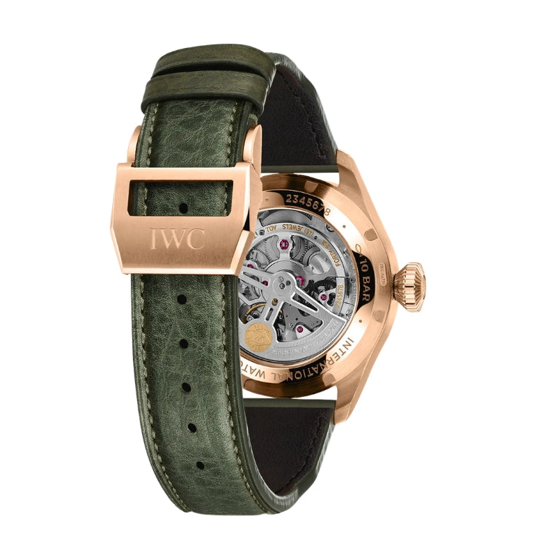 Back View Of IWC Big Pilot's Watch Perpetual Calendar ProSet With Leather straps .