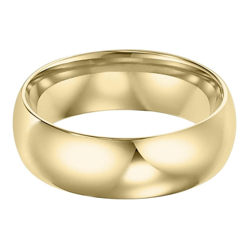 Gold Low Dome Comfort Fit Plain Wedding Band 6MM