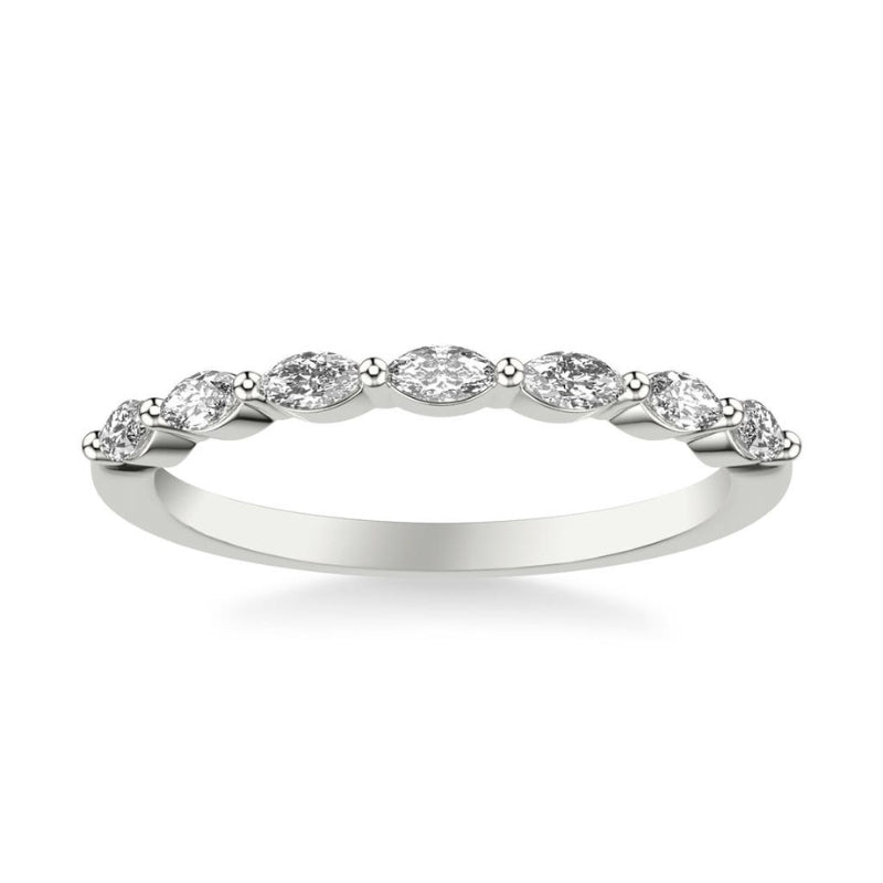 Front View Of Classic Diamond Wedding Band White.