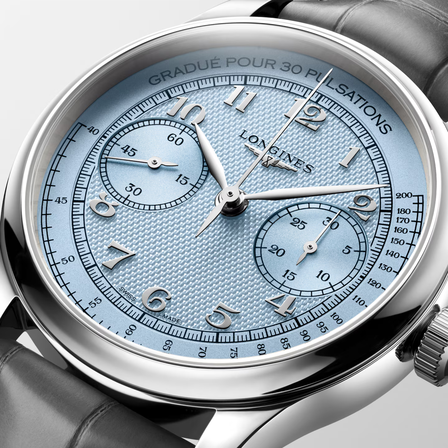 Close View of Longines Master Collection Chrono Monopusher Blue L29604932