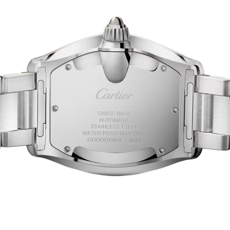 Back View Of Cartier Roadster Steel Watch.