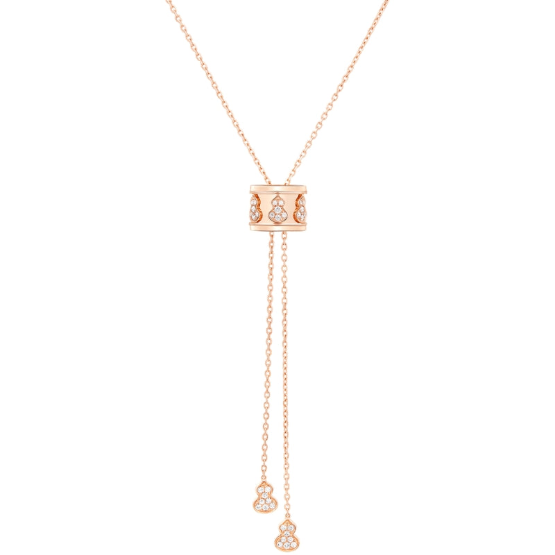 Close up View Of Qeelin Wulu Eternity large sliding necklace.