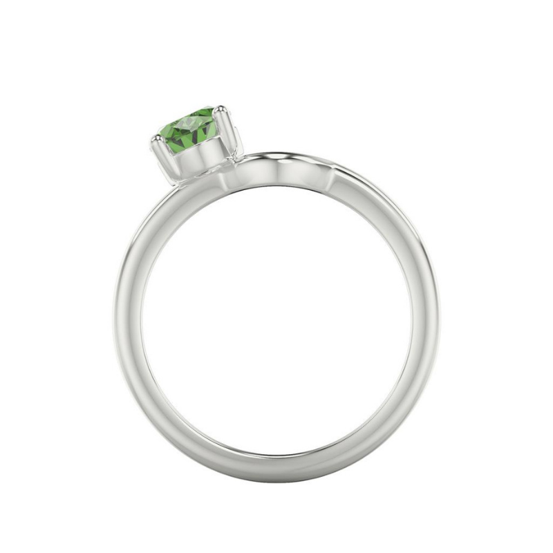 Side View Of Oval Lab Grown Emerald Toi Et Moi Ring Enhancer Ring.