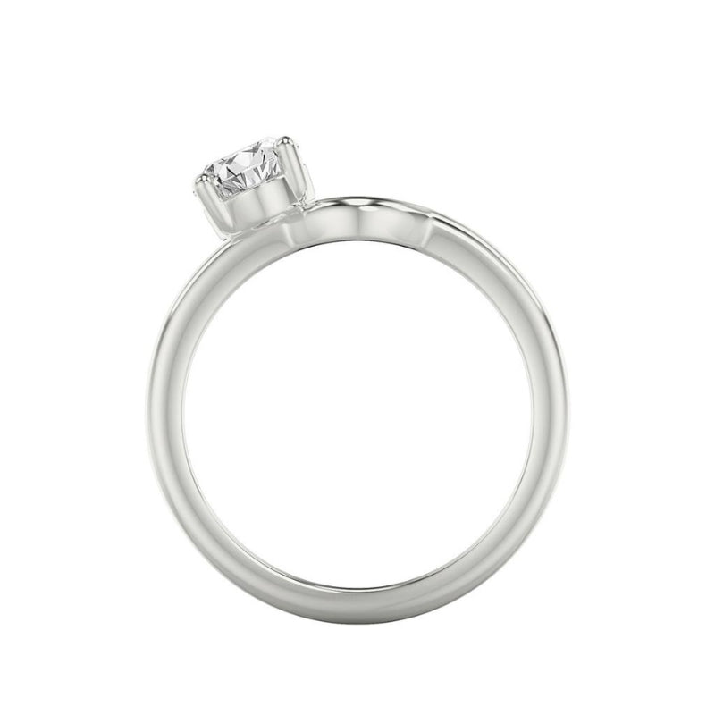 Side Tilted View Of Oval Lab Grown Diamond Toi Et Moi Ring Enhancer Ring.