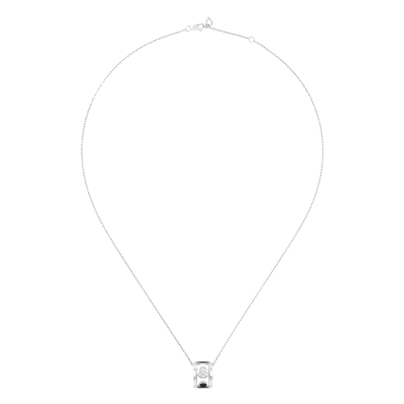Full view of Qeelin Wulu Eternity large necklace in 18K white gold and black .
