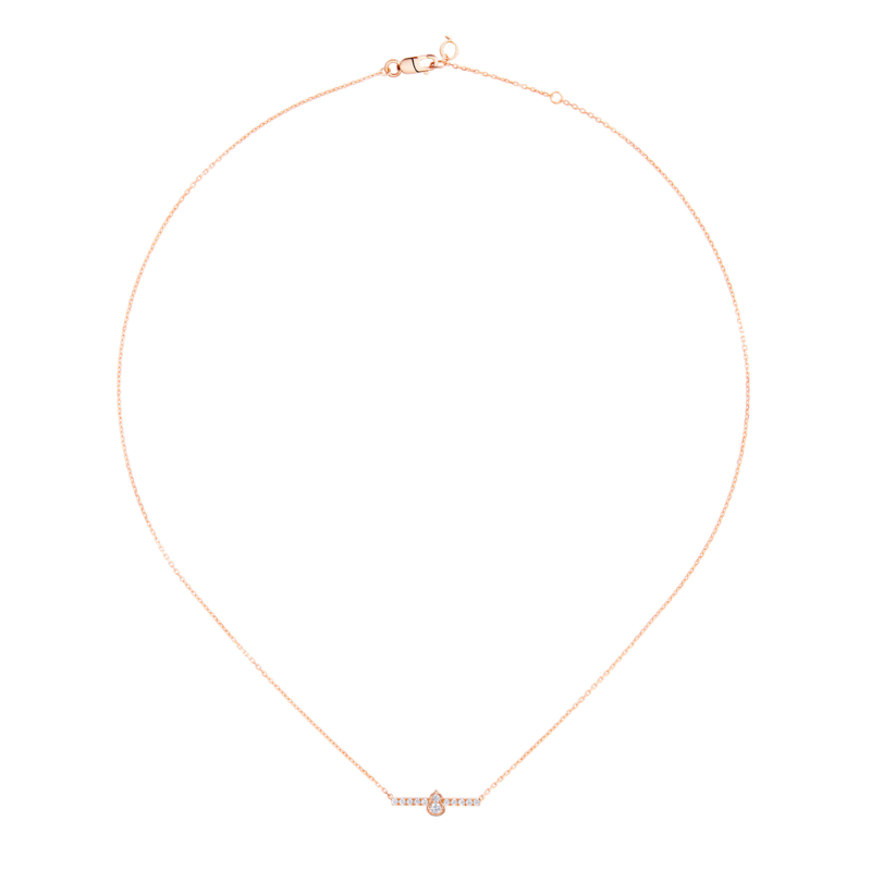 Full View Qeelin Wulu mini diamond necklace bar rose gold.