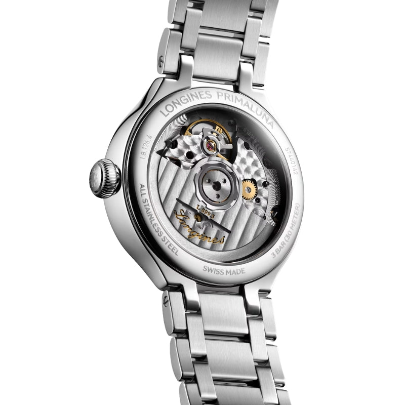 Back View Of Longines Primaluna Moonhase 34mm.