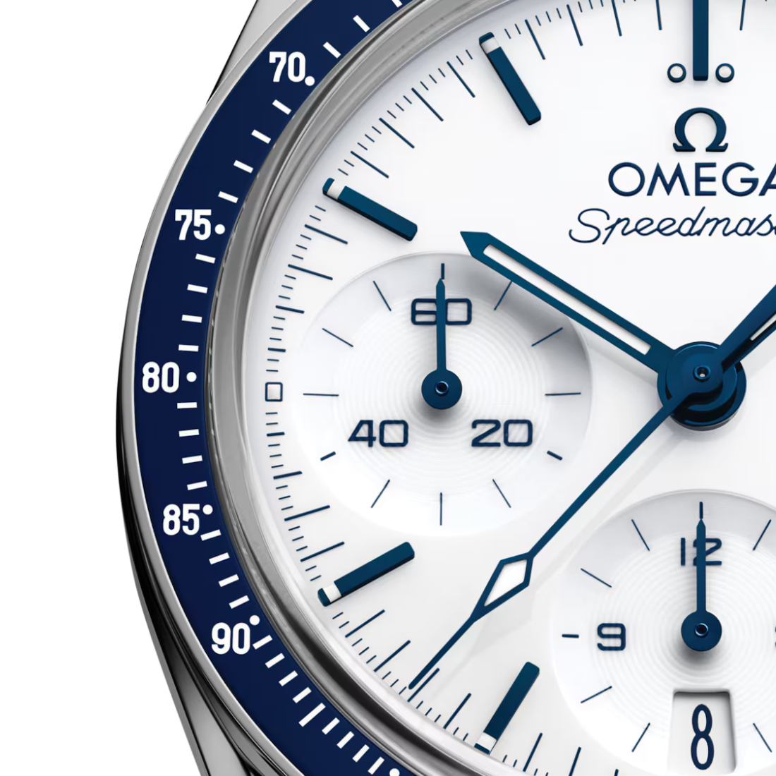 Front close view of Omega Speedmaster 38mm 32430385004001