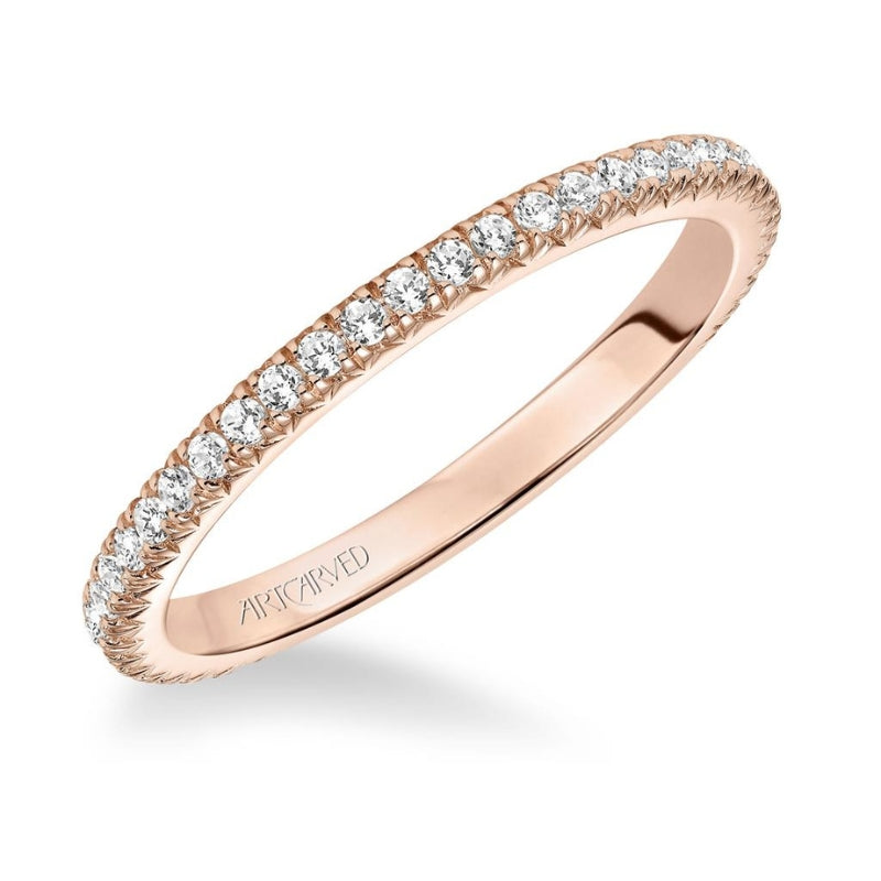 Tilted VIew Of Contemporary Stackable Eternity Anniversary Band.